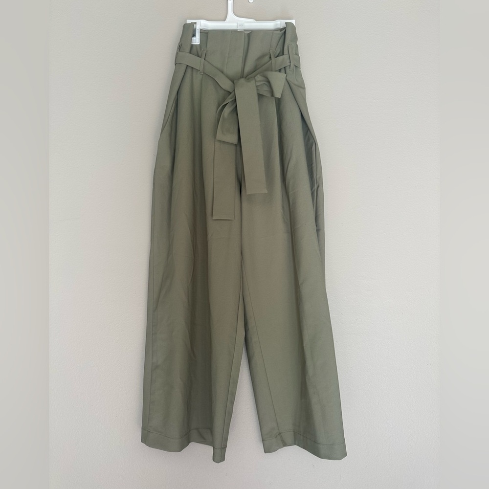 re:named Olive Wide Leg Pants with Tie-Belt